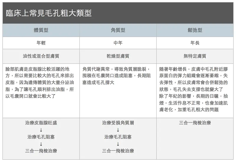 臨床上常見毛孔粗大類型